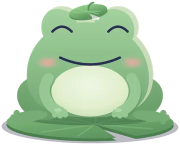 Burble, a round green frog with a tiny leaf cap, beaming on his lily pad.