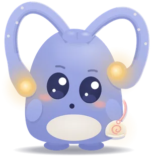Noola listening closely, her ribbon ears raised in two tall loops with their glowing lanterns beside her face.